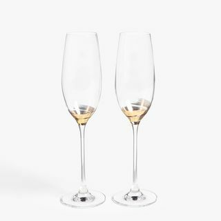 John Lewis & Partners Swirl Stem Champagne Flute, 240ml, čirý / zlatý