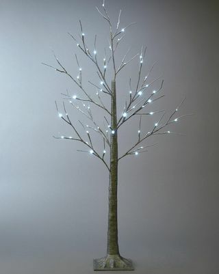 Lit Silver Glitter Twig Christmas Tree - 5ft