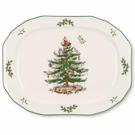 Vánoční stromeček vyřezávaný osmihranný talíř