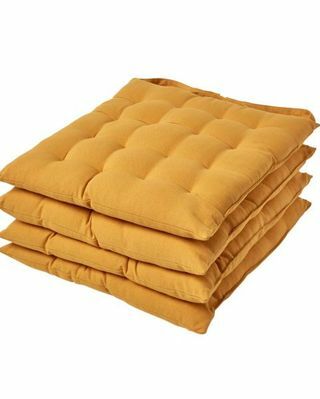 Hořčice žlutá hladká podložka na sedadlo s knoflíky 100% bavlna