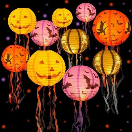 Halloweenské papírové lucerny, sada 10 kusů