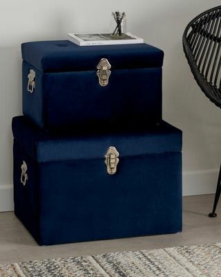 Luxe Navy Velvet úložný kufr