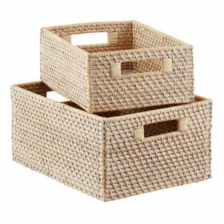 Whitewash Rattan Bin 