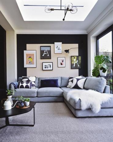 nápady šedého obývacího pokoje