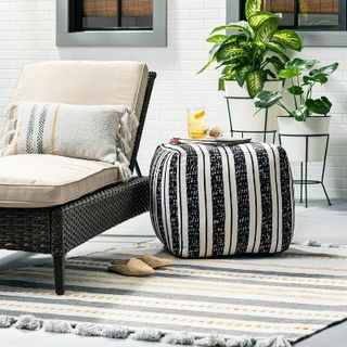 Stripe Outdoor Ottoman Pouf