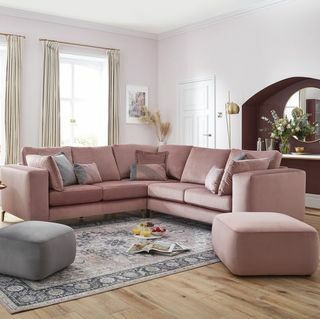 House Beautiful Pink Velvet Darcy Sofa DFS