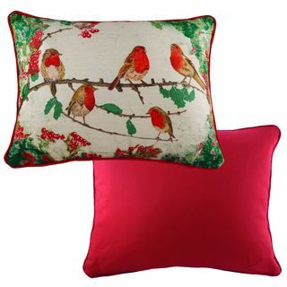 Vánoční Robins obdélníkový polštář vícebarevný