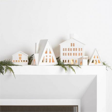Alpský bílý keramický vánoční dům