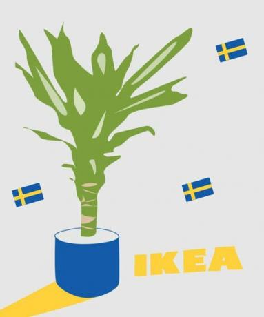 květináče ikea a švédské vlajky