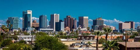 Phoenix Arizona, panoramatický panoramatický pohled na centrum Phoenixu