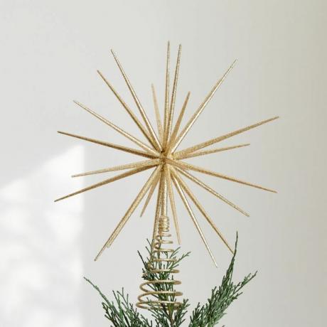 Třpytivý zlatý 3D Star Tree Topper