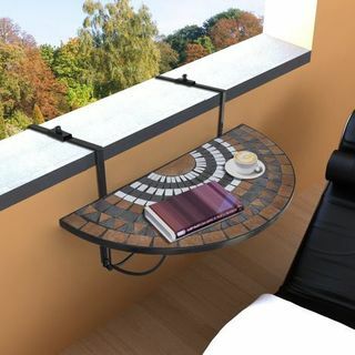 Závěsný balkónový stůl Terakota a bílá mozaika