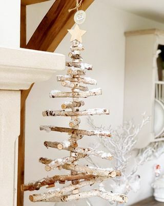 Pravý březový dřevěný žebřík vánoční stromeček