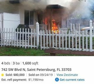 dům, který hoří, jak je vidět na instagramovém účtu zillow divoký