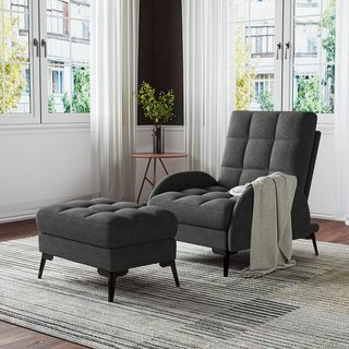 Howton Wide Velvet Wingback Chair Recliner s osmanskou výbavou