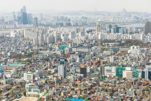 Panoráma města Soul, Jižní Korea, Asie