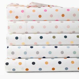 Polka-Dot Percale Sheets