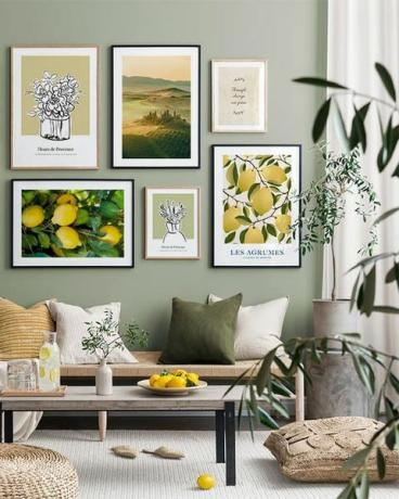 nápady zeleného obývacího pokoje