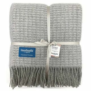 House Beautiful Wool Waffle Throw - Grey