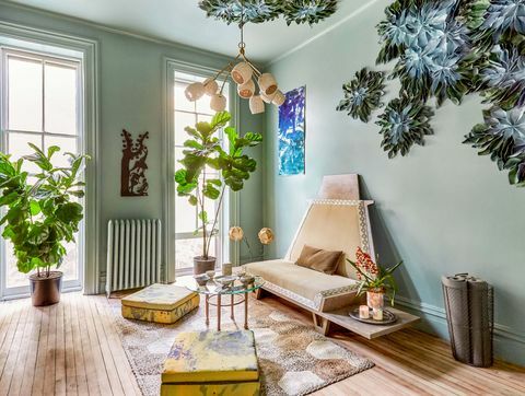 zelený obývací pokoj u maryline damour