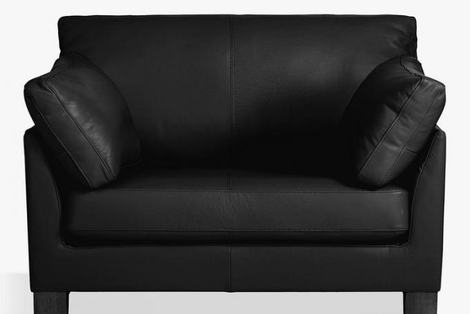 John Lewis & Partners Ikony Kožené snuggler, Dark Leg, Contempo Black = loveseat sofa