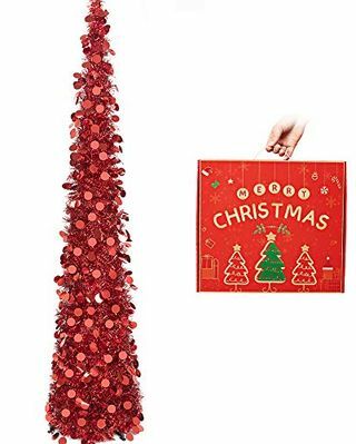 Skládací pop-up červené pozlátko vánoční stromeček