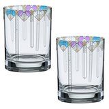 Frank Lloyd Wright April Showers Double Old Fashioned Glass Set of 2