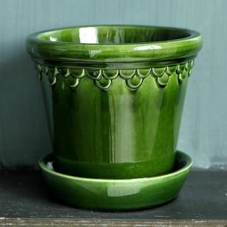 Kodaňský glazovaný květinový talíř a talířek - Emerald - 21 cm