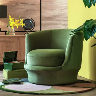 Habitat Ronda Velvet Chair - Olivově zelená