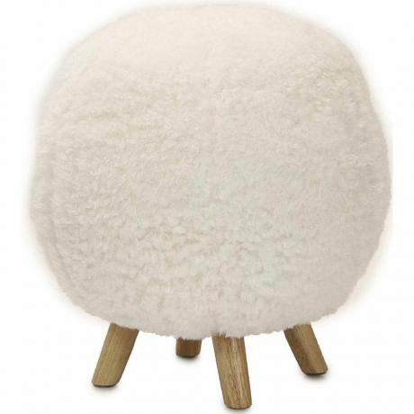 Plyšový bílý pouf Ottoman